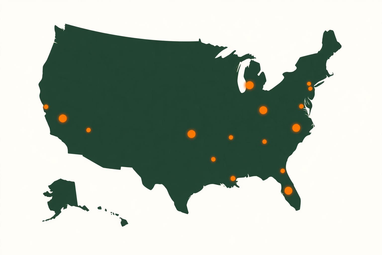 Map of the United States showing Ramzco Pro Movers nationwide service coverage across all 50 states